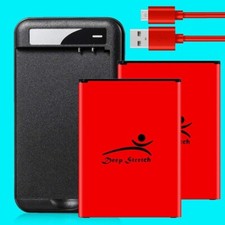 Long Life 2x 4670mAh Battery Desktop Charger USB Cable for LG Stylo 3 LTE L83BL