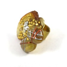 Gold Plated Ring Brown Agate Citrine by Patricia Adelson EXCLUSIVE DESIGN