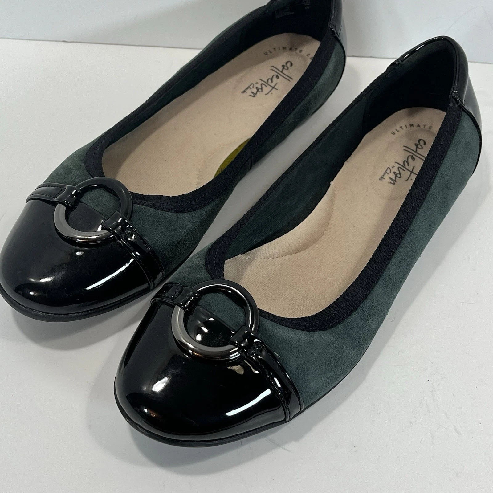 Ballerine Clarks Gracelin Wind Flat in pelle verde slip on da donna taglia 8 5 M