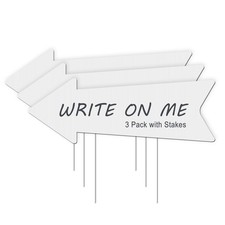 Blank Arrow Signs with Stakes 3 Pack 17 x 6 Inches Wedding Directional Yard S...