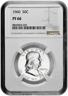 1960 50C Proof Silver Franklin Half Dollar NGC Graded PF 66 White Coin