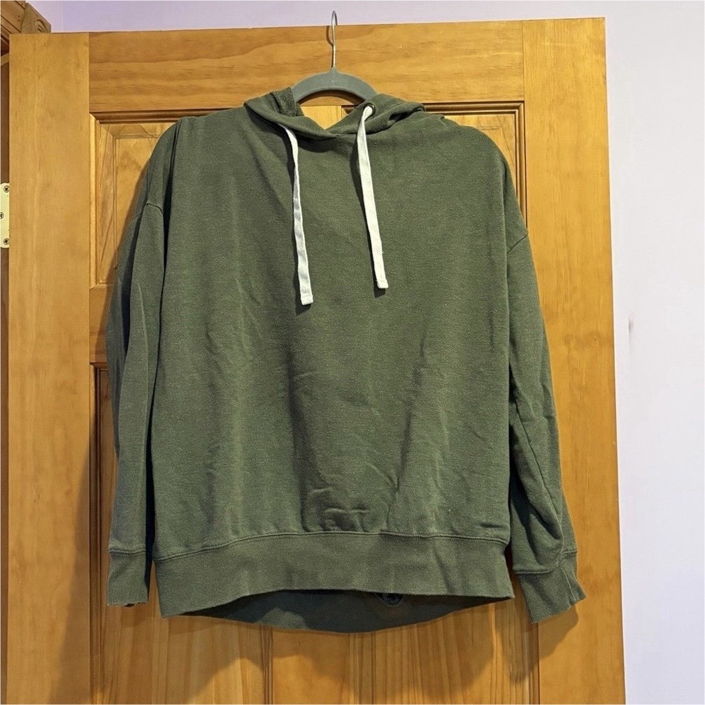 Buffalo David Bitton Green Fleece Pullover Hoodie Men's Size L Drawstring