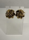 Vintage Crown Trifari Goldtone Gold Faceted Rhinestone Clip On Earrings  — photo 2