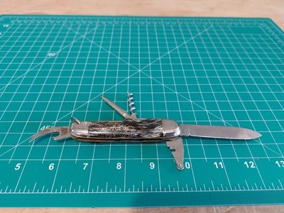 Vintage Richartz Whale Multi-tool Pocket Knife Germany Glass Cutter