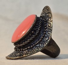 Vintage Statement Ring Red Oval Costume Jewellery