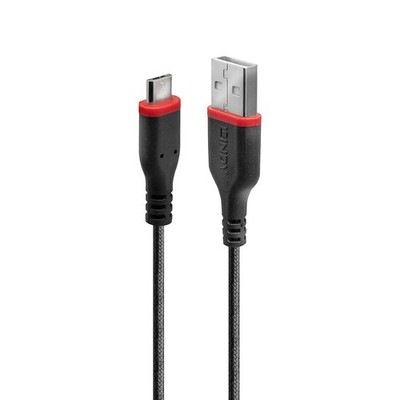 USB Typ A auf Micro-B Kabel (0,5 m, 3A, robust, schwarz)