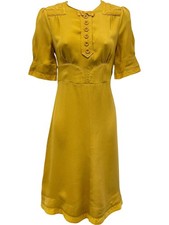 Marc by Marc Jacobs Yellow Midi Dress Vintage Inspo Button Short Sleeve - 2