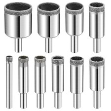 Diamond Drill Bits Set, 10 PCS Diamond Hole Saw Set, Glass Drill Bit for Cera...