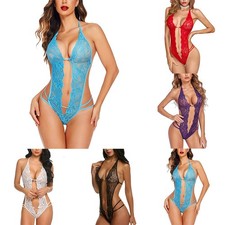 Hot Sale Women Bodysuit Nightwear Sleeveless Solid Color Ladies Lingerie