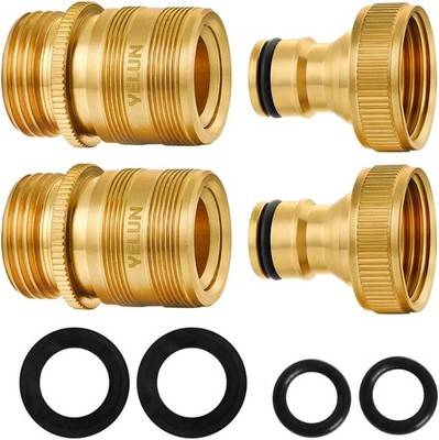 2PCS Garden Hose Quick Connect Solid Brass Easy Connect Fittings for Water Hose