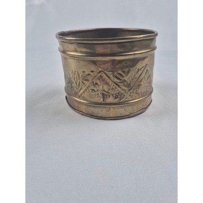 India Exotics Brass Cachepot Planter Embossed Floral Hammered Made India 4in