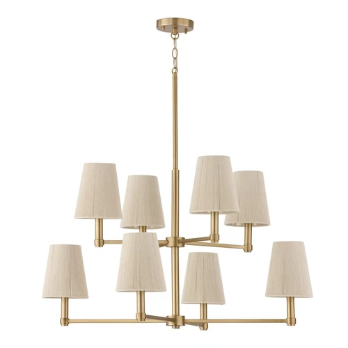 Capital Lighting Mira 8Lt Chandelier, Brass/Bleached Natural Ropes - 454581MA - Picture 1 of 1