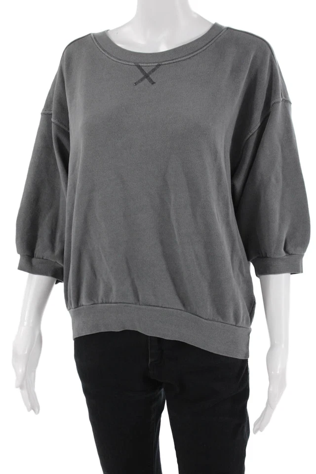 Pilcro Anthropologie Women Pullover Dark Gray 3/4 Sleeve Cotton Size M - Image 2 of 4