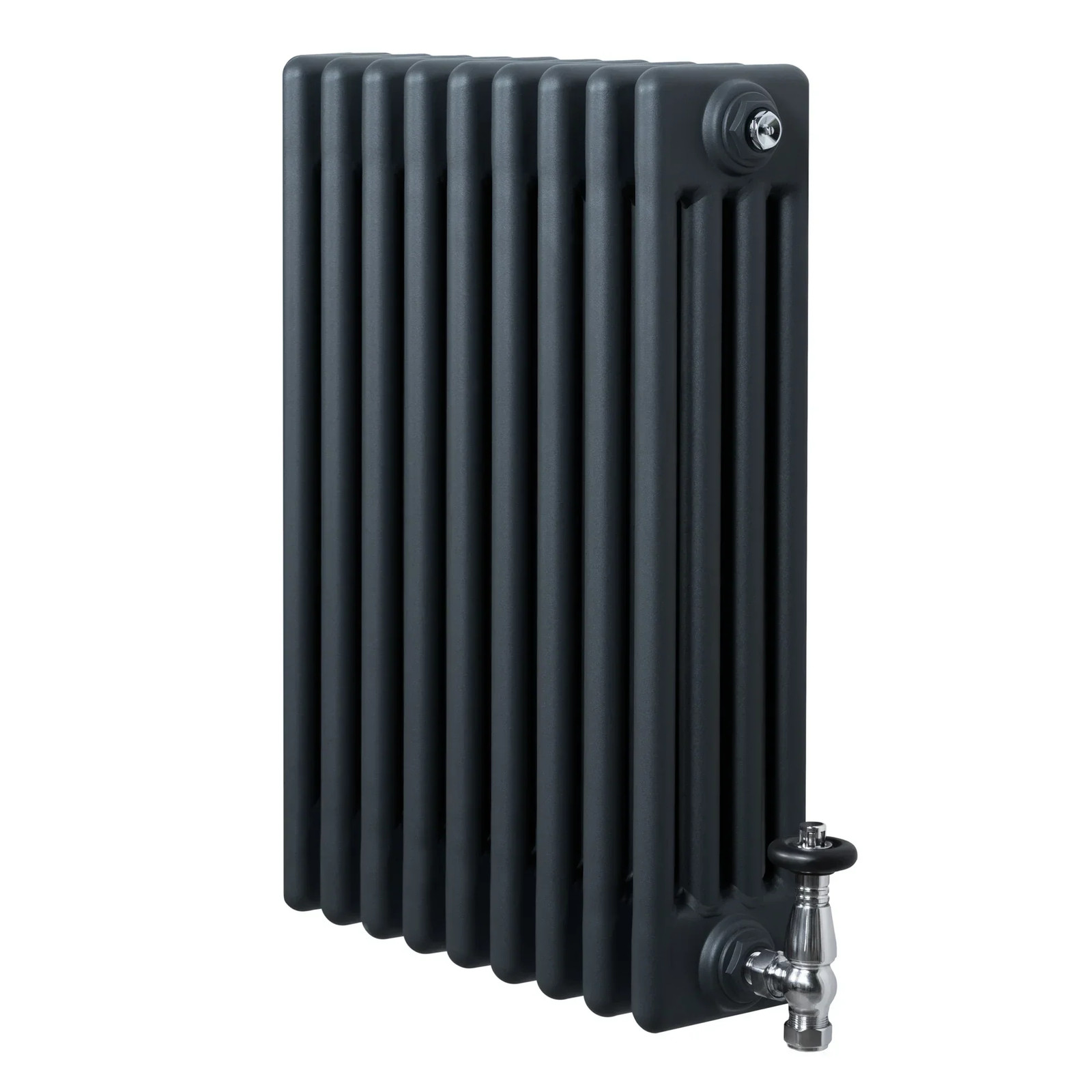 Traditional 4 Column Radiator 600mm x 425mm & TRV Chrome Valves