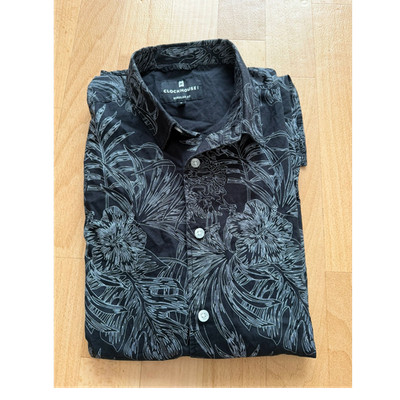CLOCKHOUSE Herren Regular Fit Kurzarmhemd M Schwarz Weiß Blumenmuster Kentkragen