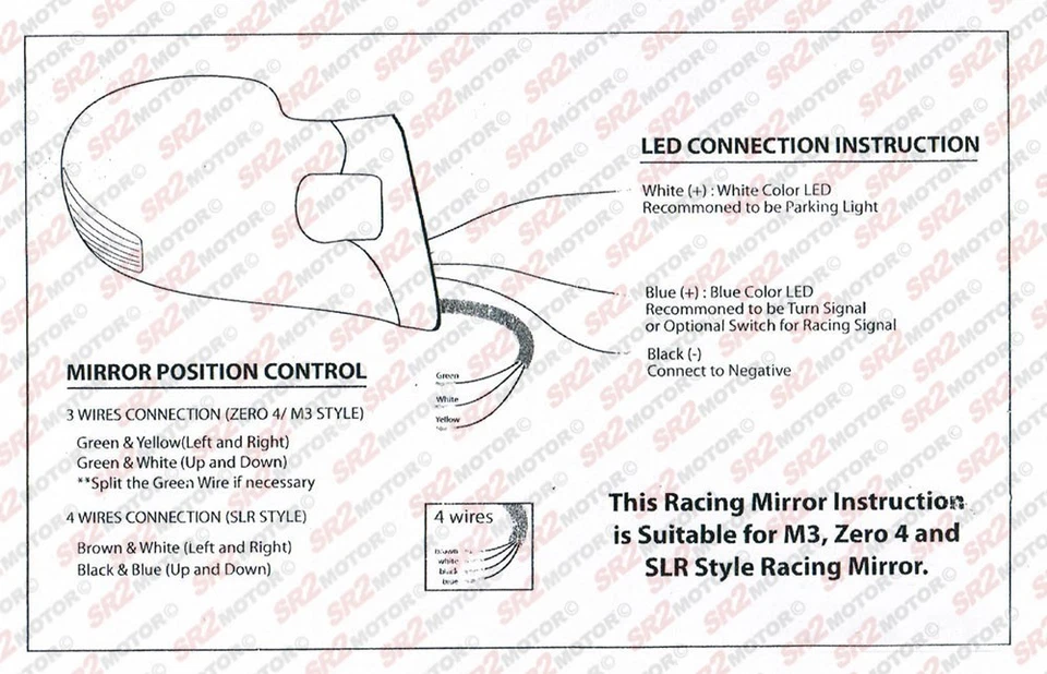 For 2001-2003 PT Cruiser Blue White LED M-3 Style Black Power Side Mirrors - Image 3 of 3