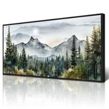 Abstract Mountain Landscape Canvas Wall Art - Black Framed, Large, Modern Hom...