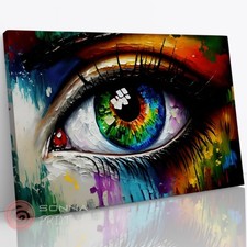 Eye Painting Colourful Abstract Living Room Canvas Wall Art Decor Framed Print