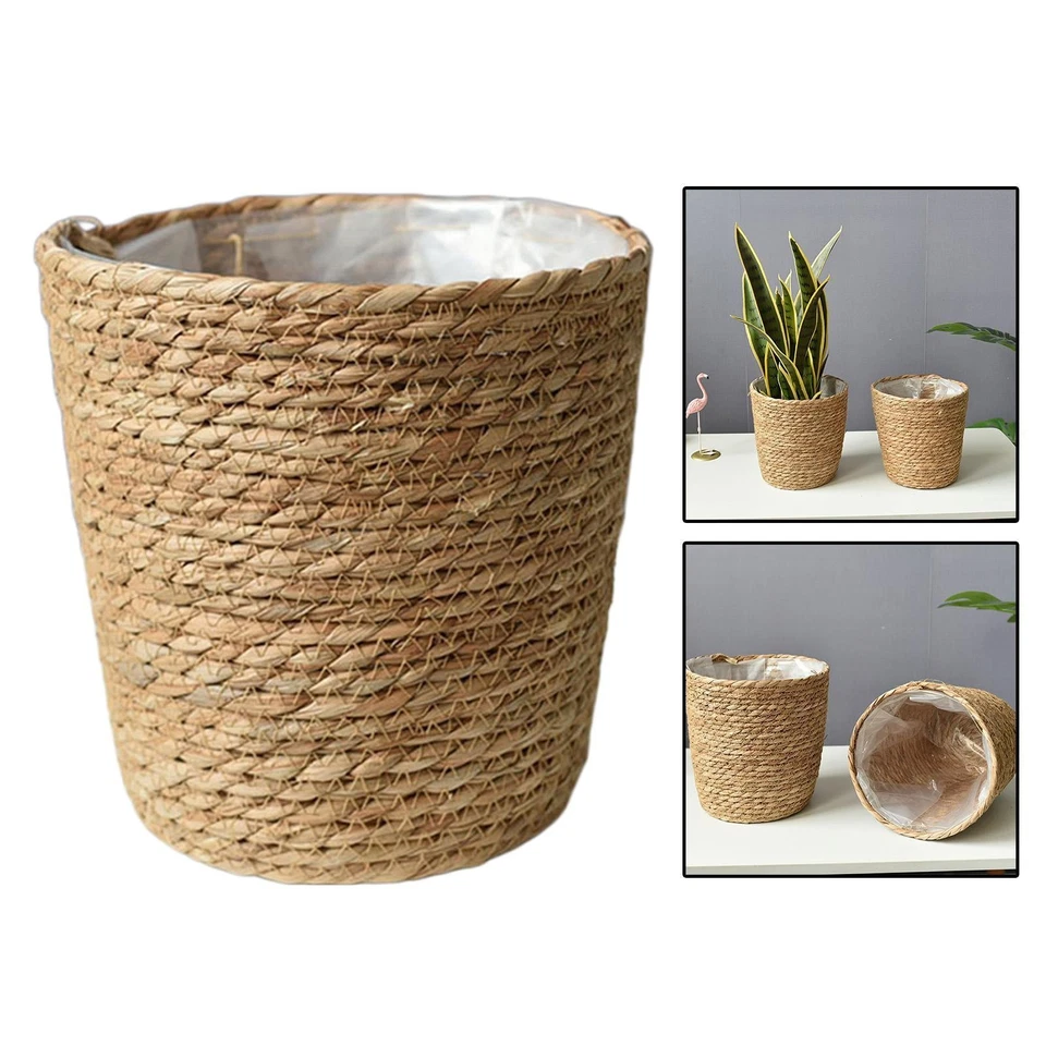 Woven Planters Basket with Waterproof Plastic Liner for Garden Plant Flower - Image 2 of 4
