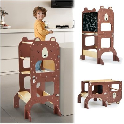 Lernturm Kinder, 3-in-1, faltbar, Montessori, Zeichnung, Kreidetafel, Kinders...