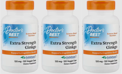 3X Ginkgo Biloba Extra Strength, Doctor's Best, 120 mg, 120 Caps EXP 08/2027