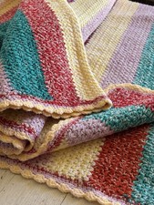Vintage 1970 Coperta della Nonna Lana fatta a mano, Matrimoniale - 2,5 kg