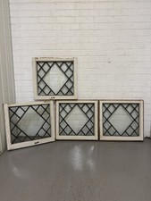 Job Lot Of Four Reclaimed Art Deco Old Leaded Light Panel Wooden Windows