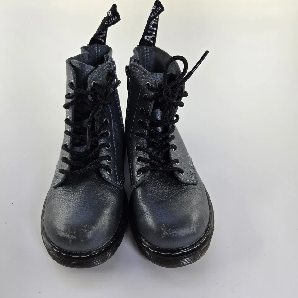 Botas de combate metálicas Doctor Dr. Martens meninas Pascal jovens crianças tamanho 10 - Imagem 2 de 4