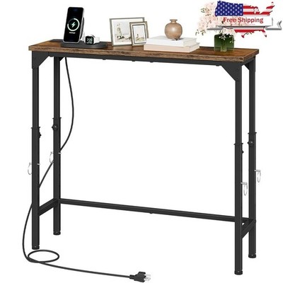 Adjustable Height Console Table W/ Charging Station USB Ports End Table Entryway