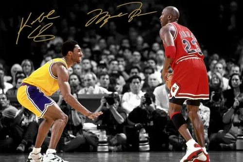 KOBE  BRYANT  -  MICHAEL  JORDAN  - 11  X  16 1/2  GLOSSY  SIGNED PHOTO  REPRINT