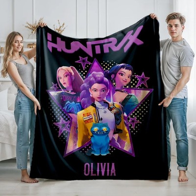 Kpop Style Demon Girl Group Flannel Blanket Custom Name Gift for Fans