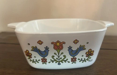 Vintage Corning Ware Country Festival Casserole 1975 Blue Birds No Lid