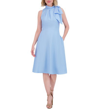 Eliza J Women's Mock-Neck Bow-Trim Sleeveless Dress Blue Size 12 1848