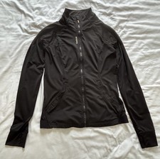 Women's Black Reebok Zip Up Track Jacket, Size Small, Thumb Holes