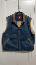 Vintage Wrangler Sherpa Lined Denim Vest Men  s XL Utility Western Outerwear