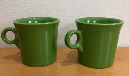 Fiesta Ware - Meadow Green (2) Coffee Mugs - O RING Handle - USA