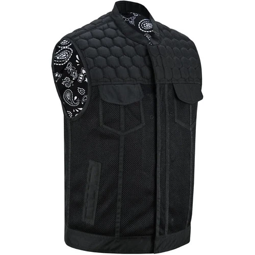 SOA Mens Textile Vest Paisley Style Motorcycle Biker Club Concealed Carry Pocket video thumbnail