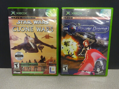 Xbox Power Drome 2004 CIB & Star Wars The Clone Wars/Tetris Worlds, Lot of 2