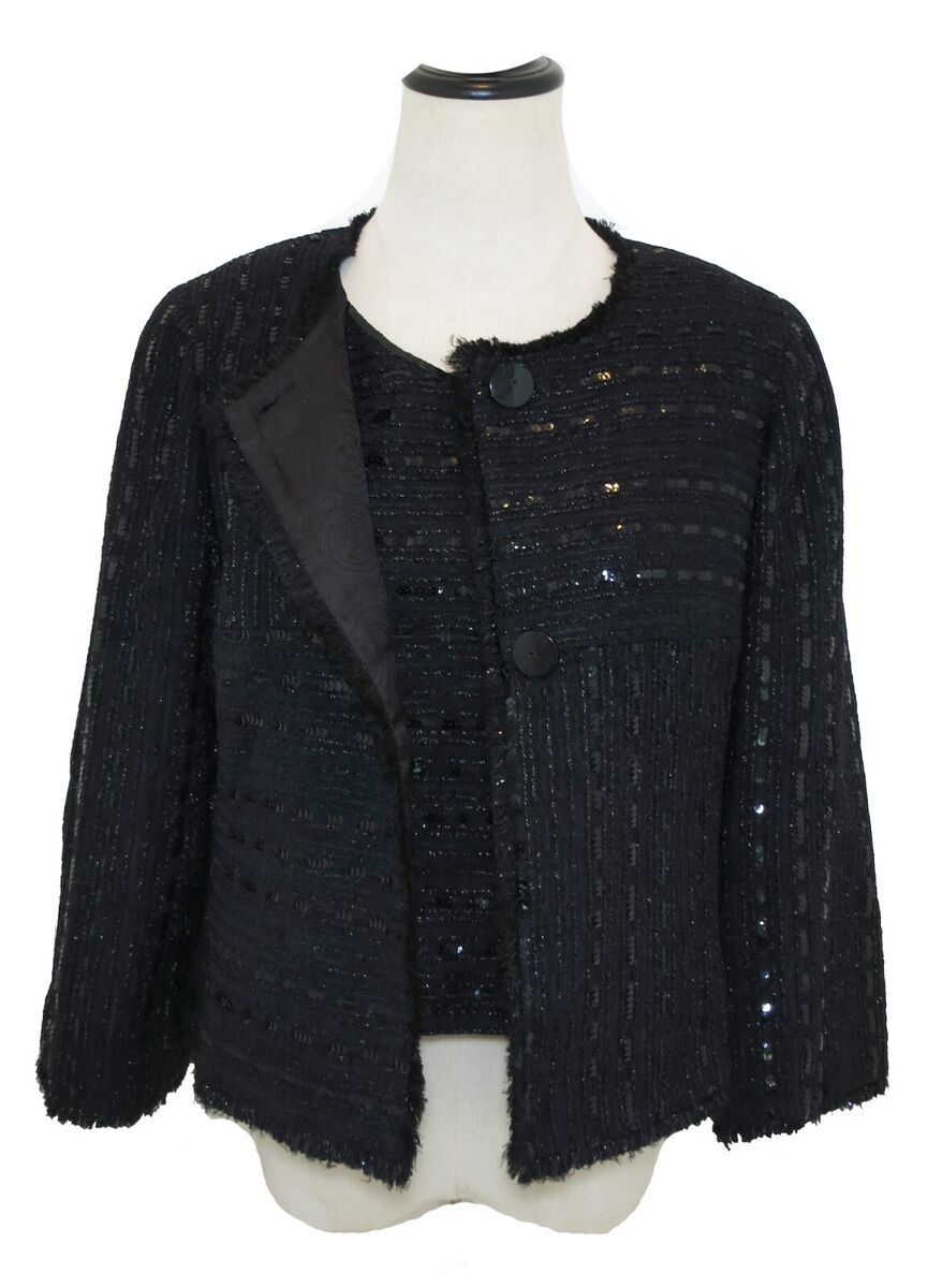 CHANEL 2000 Cruise 00C Vintage Black Sequin Embellished Top Jacket