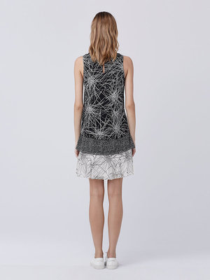 NWT Diane von Furstenberg DVF Liza Tiered Shift Dress black white Size M  $468 | eBay