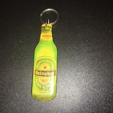 Vintage Keychain Old Logo HEINEKEN BEER Key Ring Bottle Shape 2-sided Fob