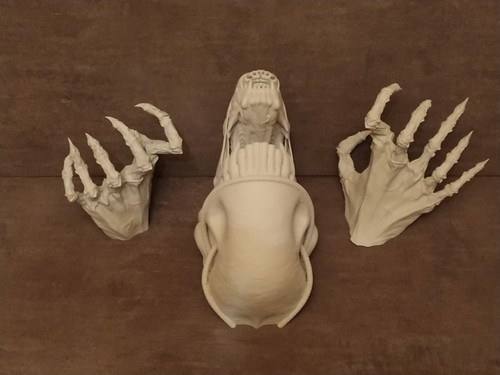 Life size ALIEN head And Hands Prop UNPAINTED - Picture 6 of 6