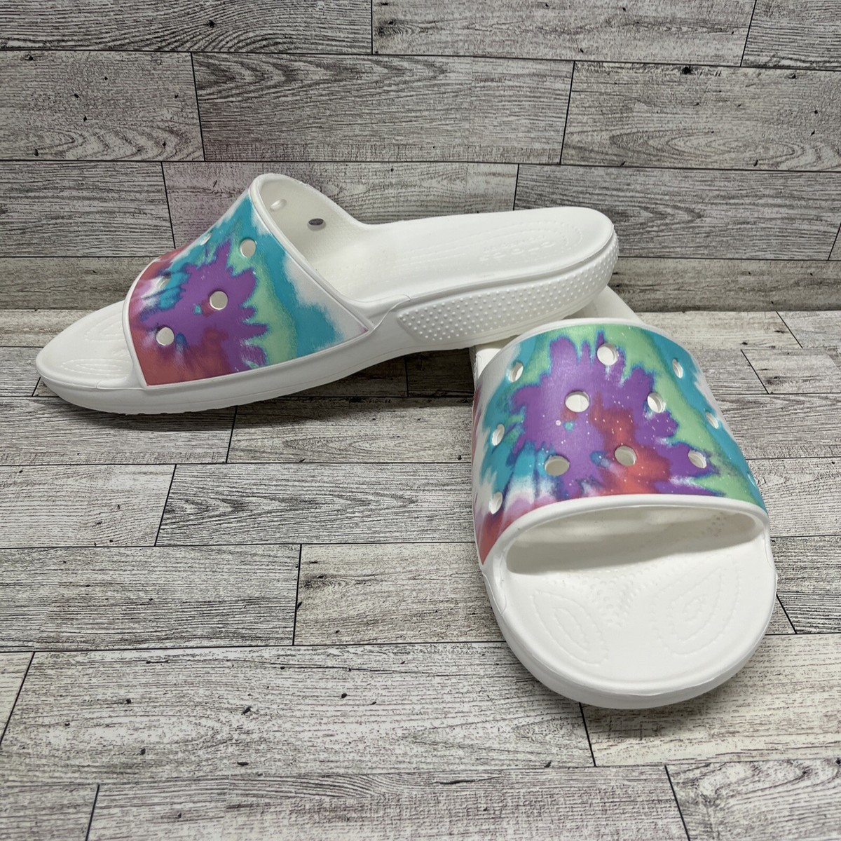 Crocs Classics Slides Tye Dye White Men Size 12