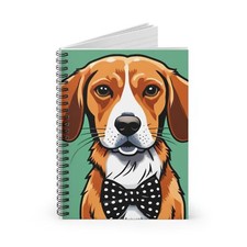 Spiral Notebook Ruled Line Beagle Wearing Bowtie Comic Book Style Design 1