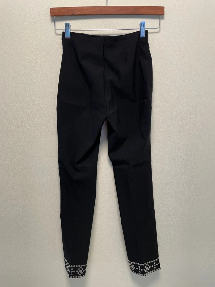 Vintage Bebe Womens Pants Size 2 Black Sequin Hem Skinny Leg Rave Club 90s Y2K - Image 2 of 4