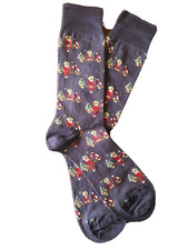 Mens Christmas Elves Socks Men's on denim blue NWT Novelty Socks