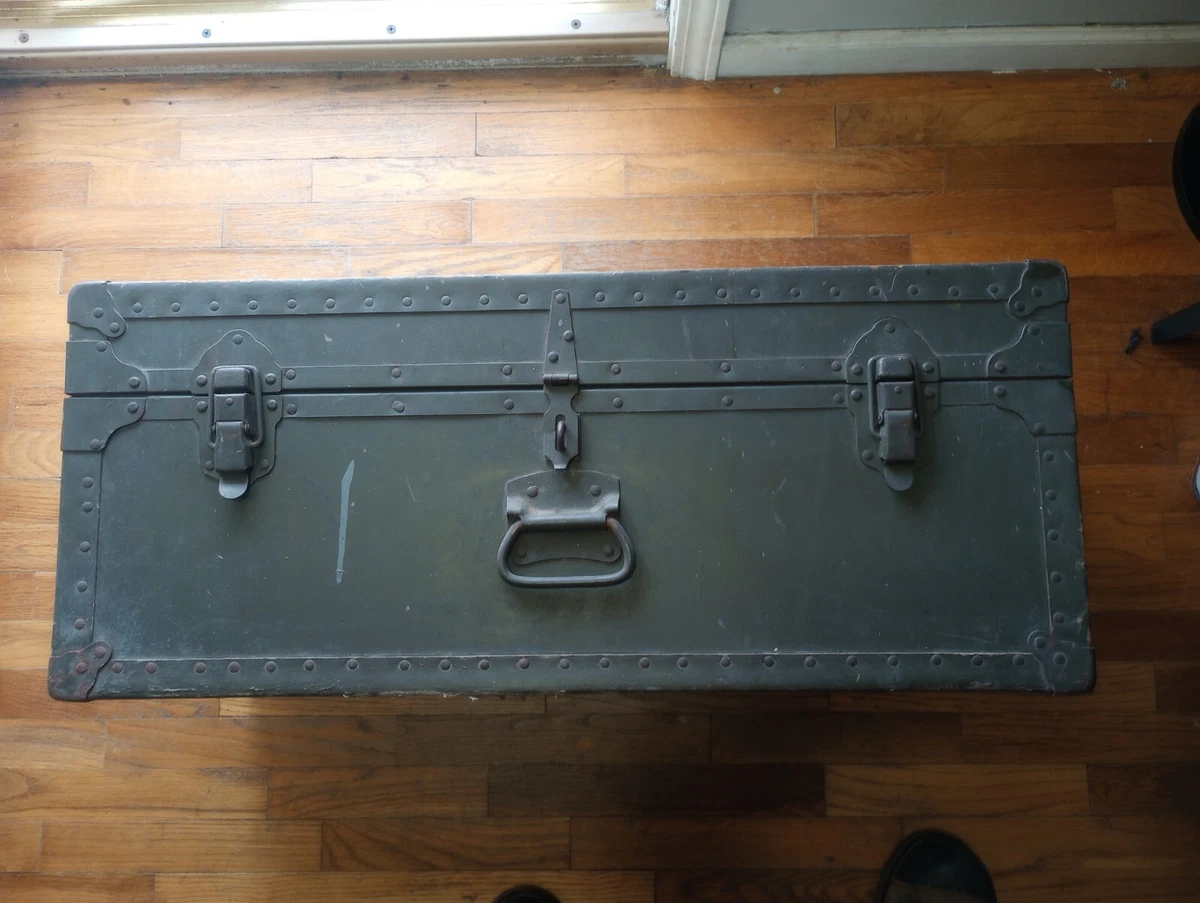 1949 Doehler Metal Product Military Trunk Removable Tray Foot Locker With Name