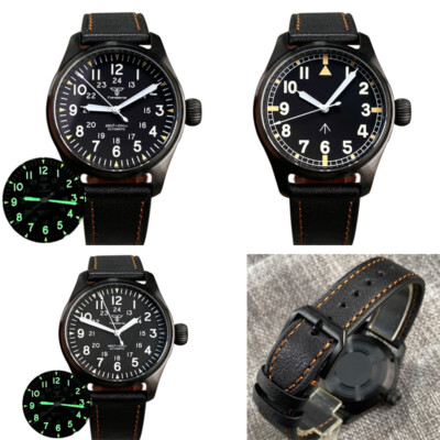 Tandorio 39mm  20ATM NH35A PT5000Sapphire Glass Black PVD Pilot Diving Men Watch