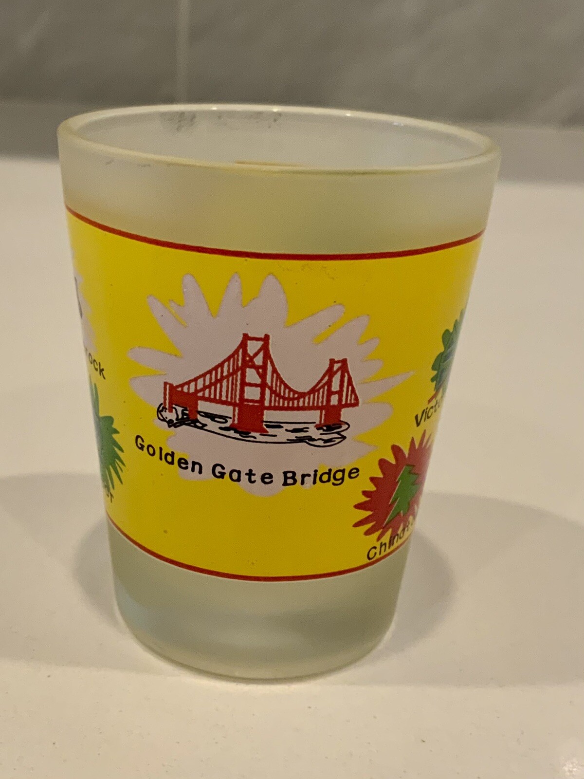 Vintage Yellow Multicolor San Francisco shot glass eBay