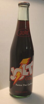 Vintage Rare Jolt Cola 12oz Full Soda Bottle Crown Capped POPULATING THE WORLD